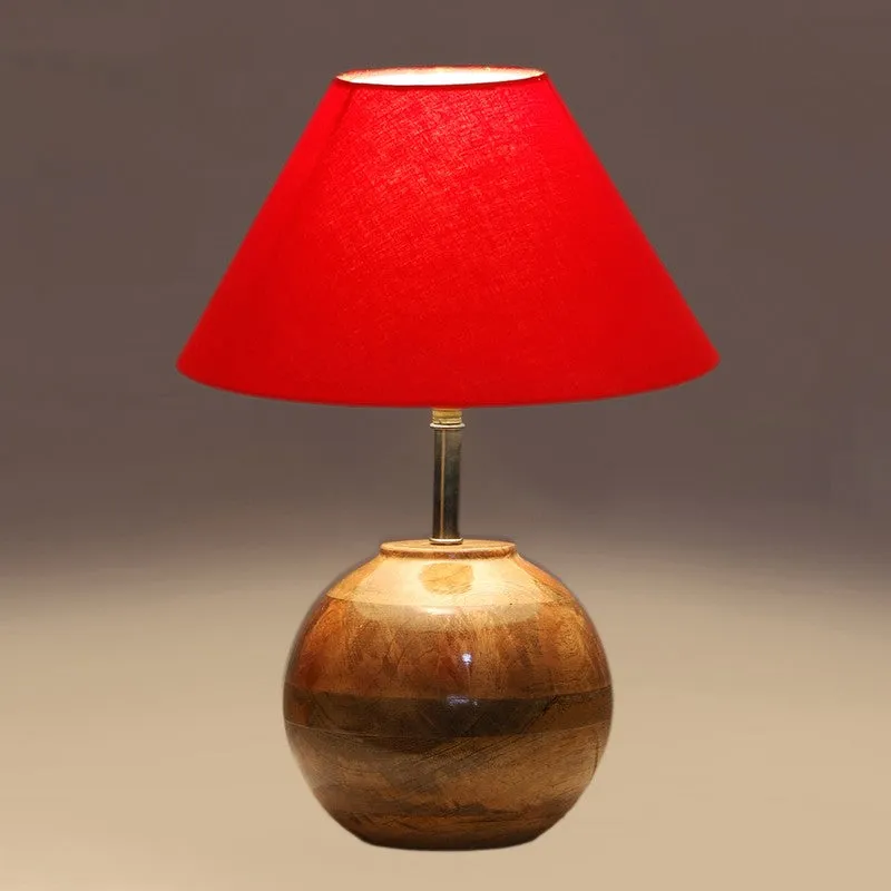 Auryon Cotton Table Lamp With Wooden Base - Red media 4