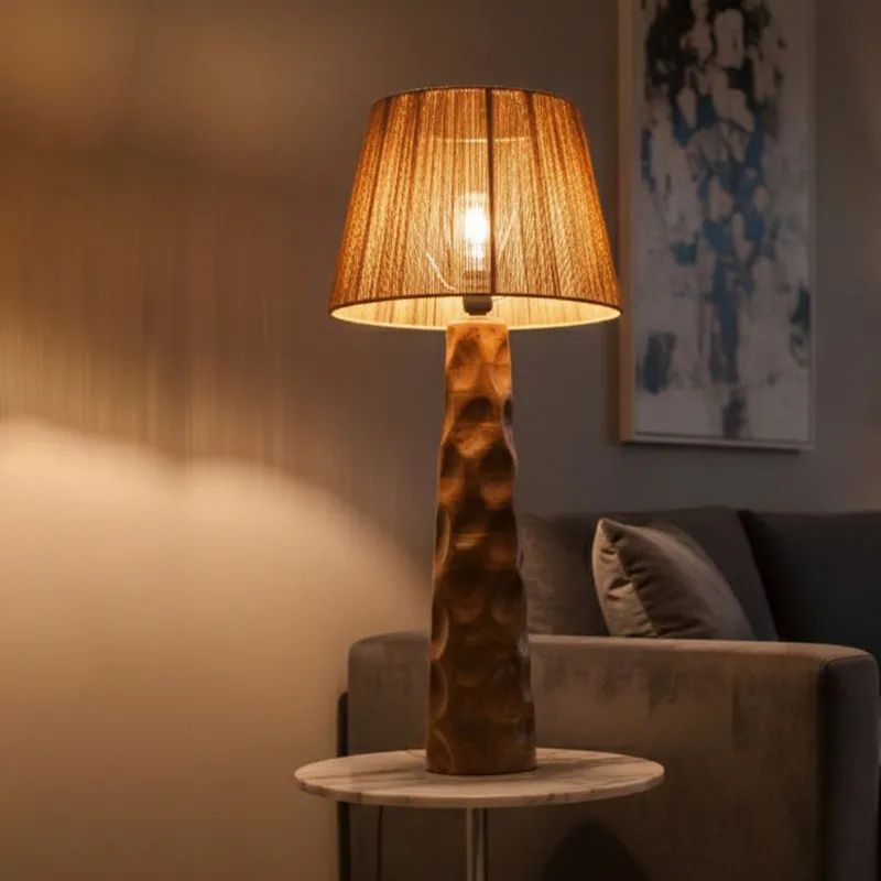 Sculpted Raffia Mango Wood Floor Lamp media 1