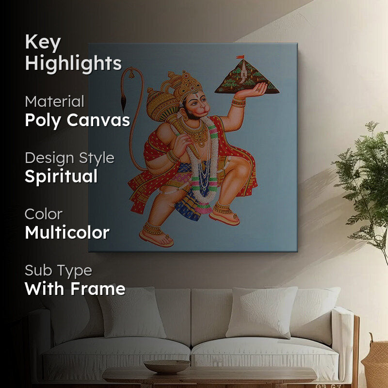 Mahabali Anjaneya Poly Canvas Wall Painting media 2