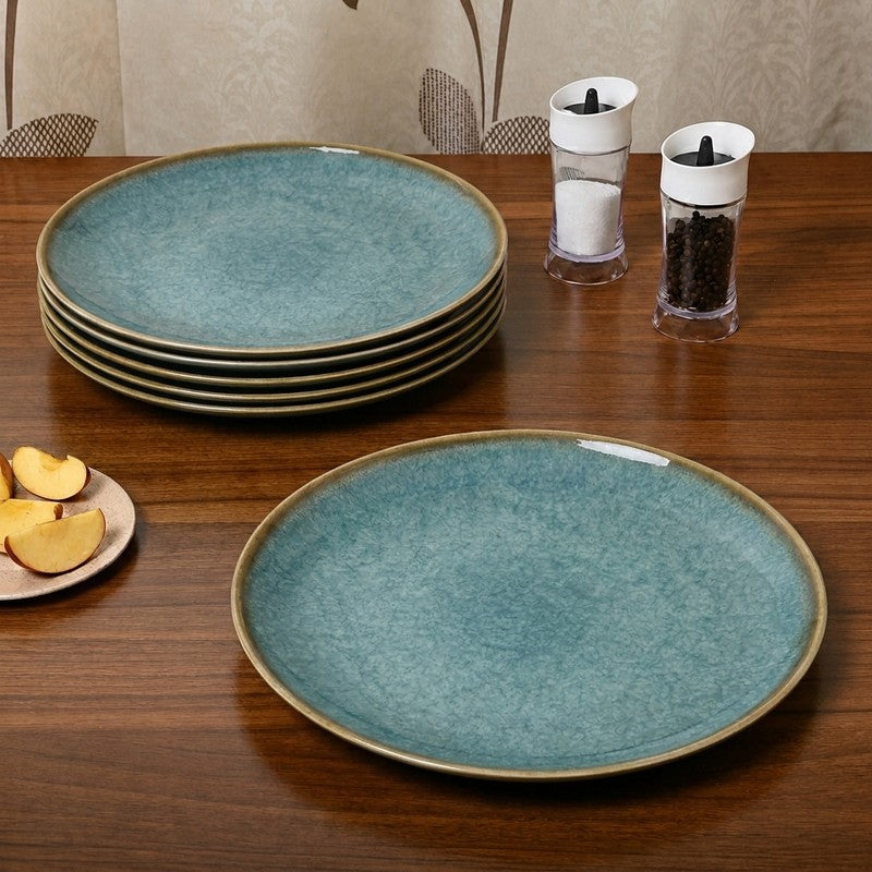Ceramic Dinner Plates (Aqua Blue) - Set of Six