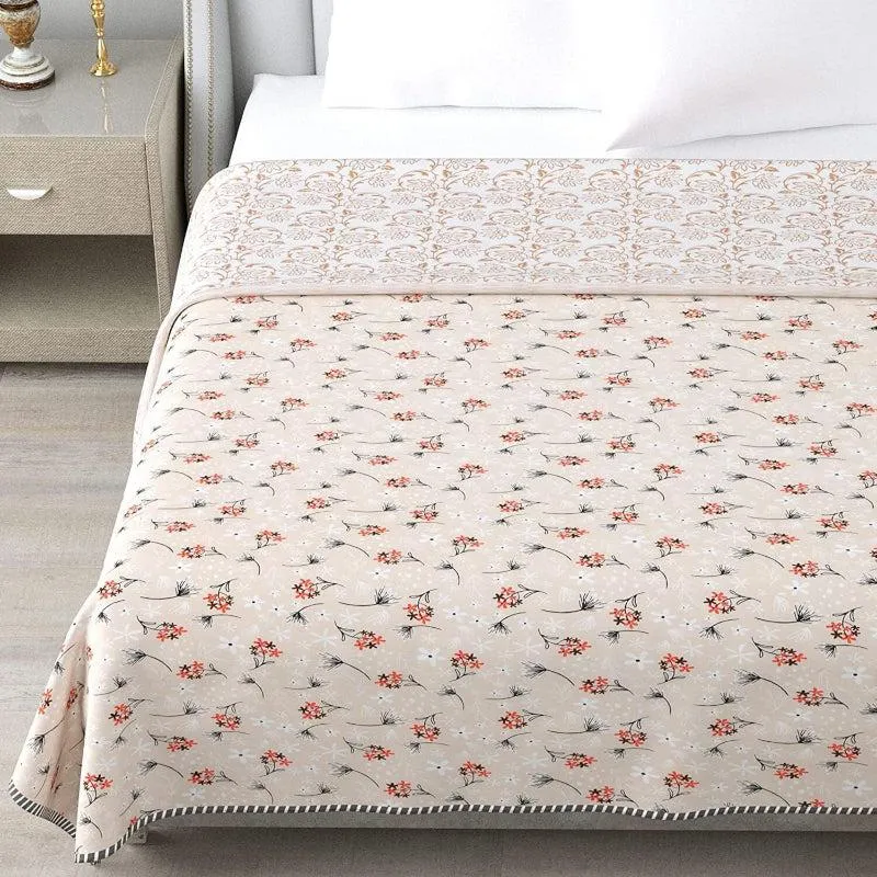 Sindhi Floral Reversible Cotton Dohar (Beige) - 180 GSM media 3