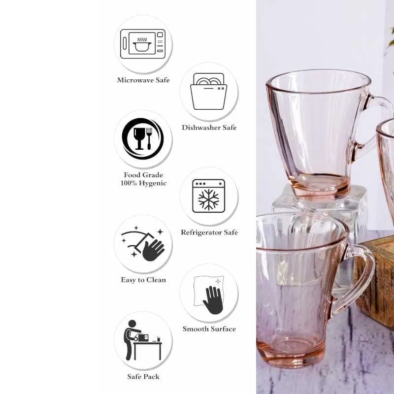 Pasabahce Glass Tea Cup (170 mL Each) /Pink)- Set of Six media 6
