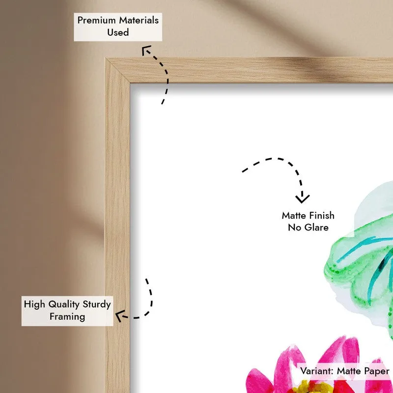 Lotus Scribbles Archival Paper Wall Art - Natural Brown Frame media 7