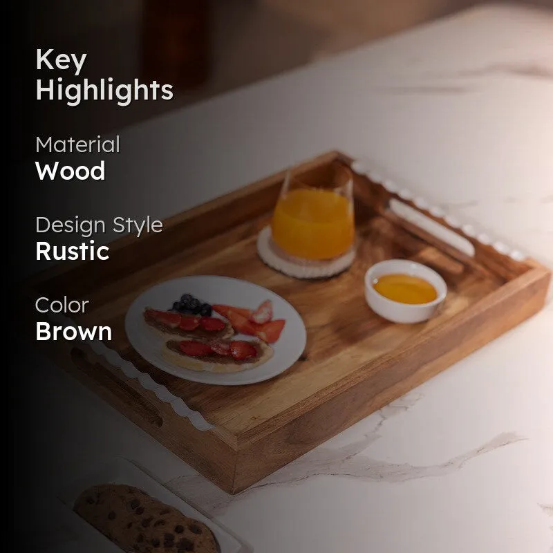 PureGrain Rectangular Wood Serving Tray media 2