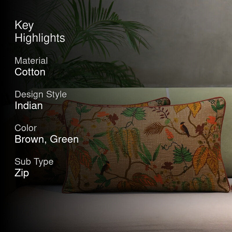 India Circus Frond & Bloom Cotton Cushion Cover - Set Of Two media 2