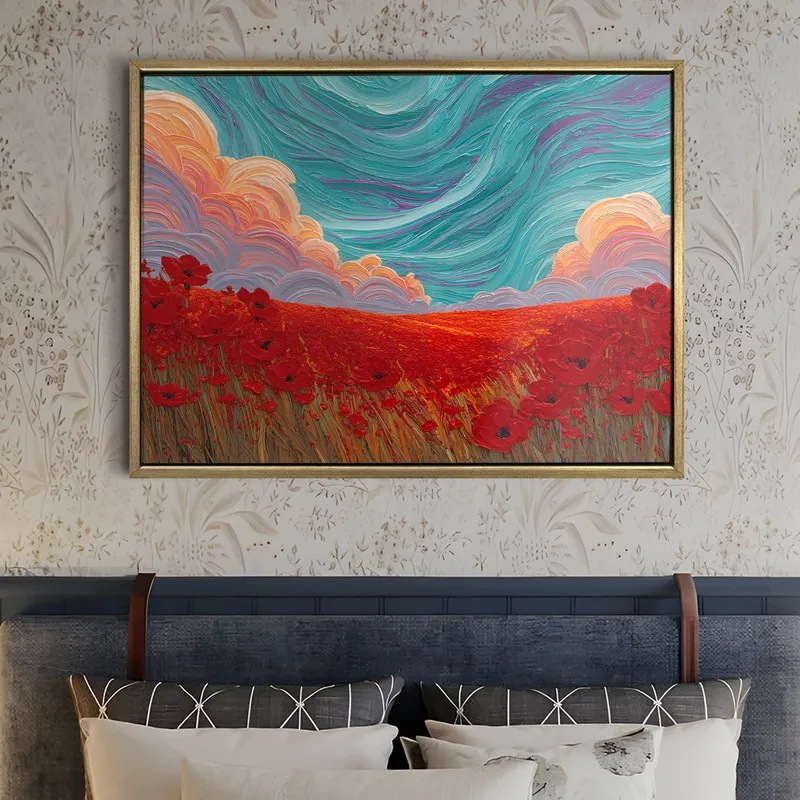 Scarlet Serenity Canvas Wall Painting With Frame media 5