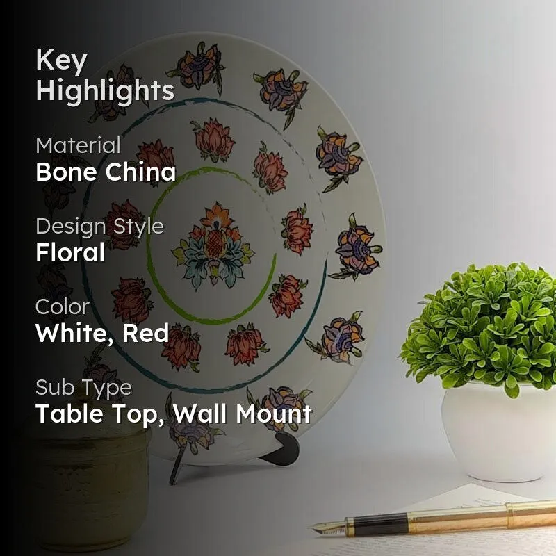 Floral Passion Decorative Plate - White media 2