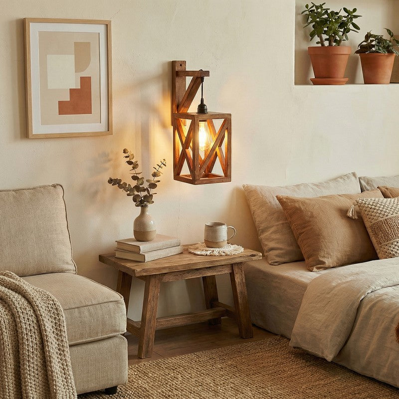 StrataGlow Wooden Wall Lamp - Brown media 3