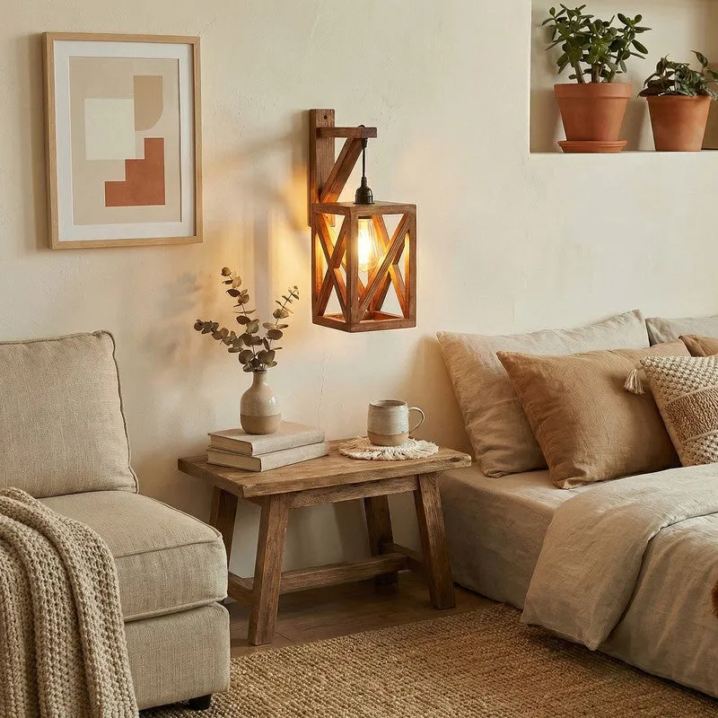 StrataGlow Wooden Wall Lamp - Brown media 3