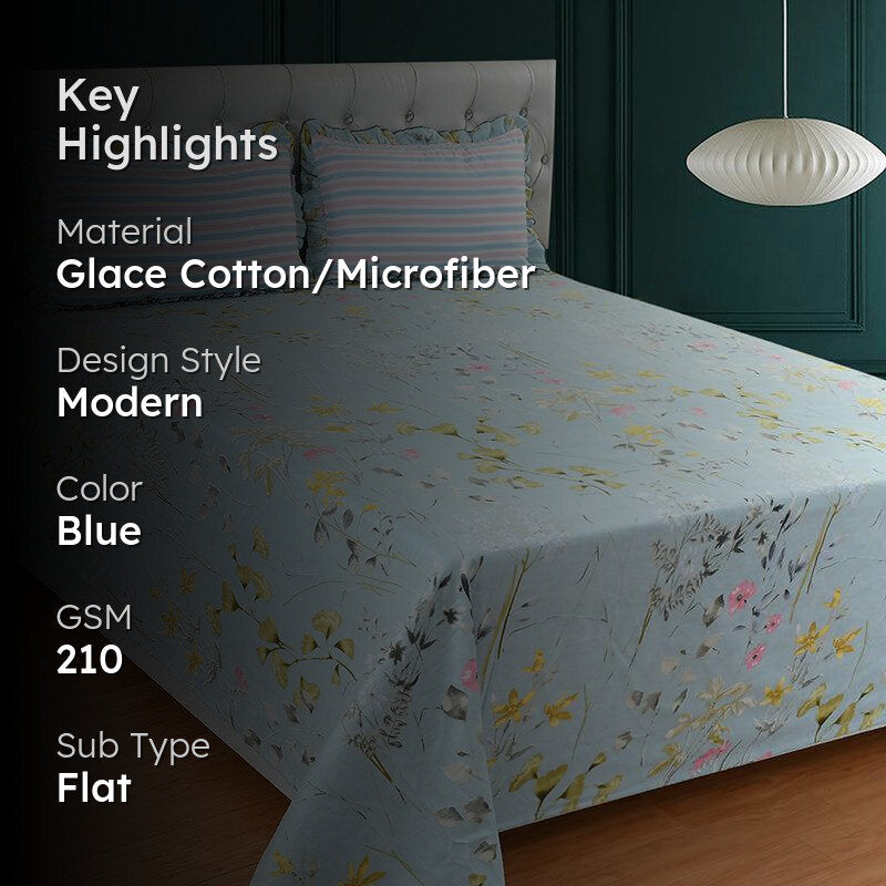 Forget-Me-Not Dreams Floral Microfiber Bedsheet - 210 GSM media 2