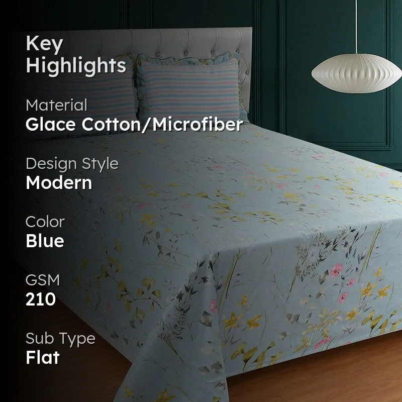 Forget-Me-Not Dreams Floral Microfiber Bedsheet - 210 GSM media 2