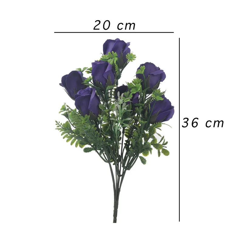 Faux Violet Plastic Rose Bunch - Set Of Two media 4