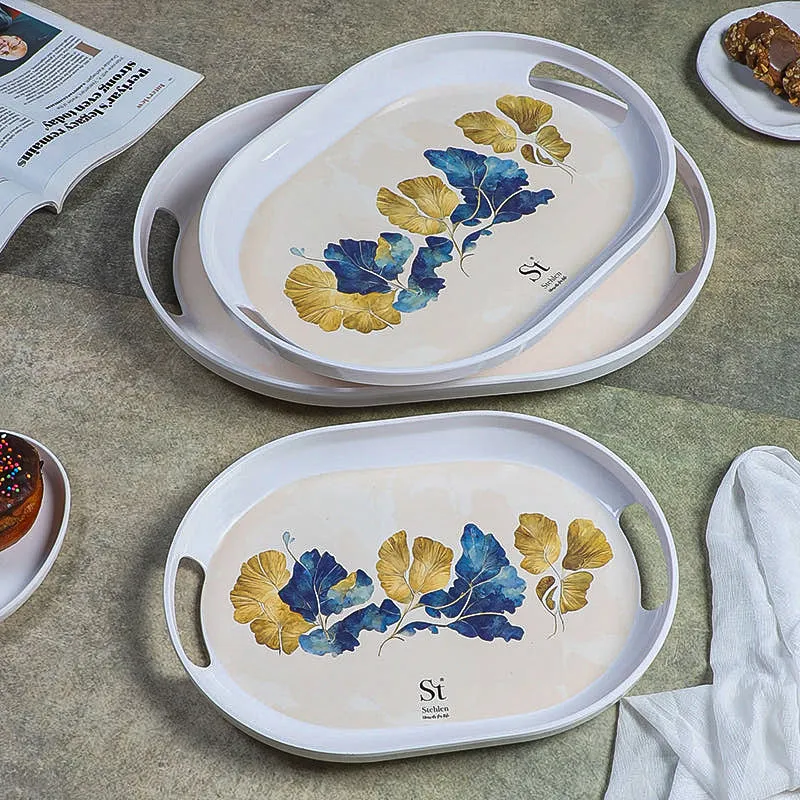 Leaf Of Gold Melamine Serving Tray - Set Of Three media 1