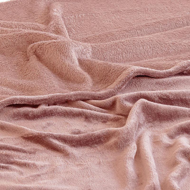 Sarva Solid Knitted Cotton Flannel Blanket (Pink) - 190 GSM media 4
