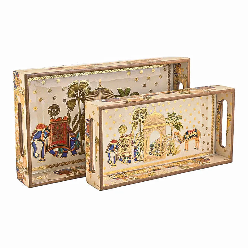 Rajvaha Wood Serving Tray (Medium & Small)- Set Of Two media 5