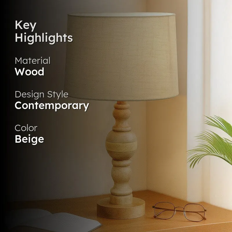 AuraLuxe Versatile Wooden Table Lamp - Beige media 2