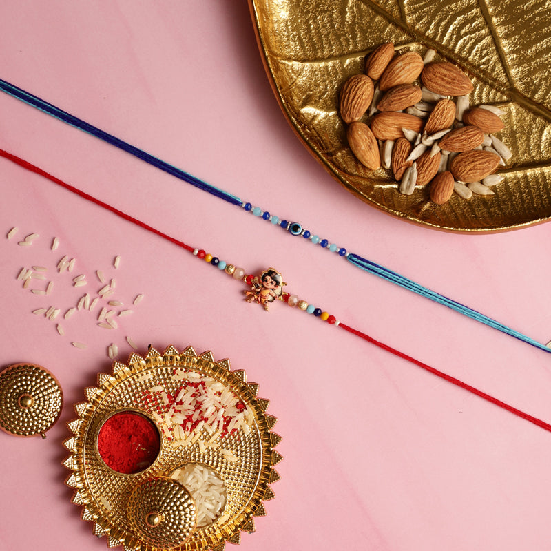 Shri Rama Rakhi with Roli Chawal - Three Piece Set