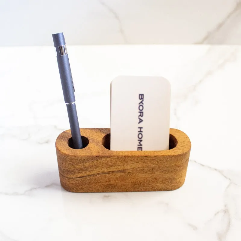 Multi-Functional Wood Desk Organizer for Office & Home - Brown media 3