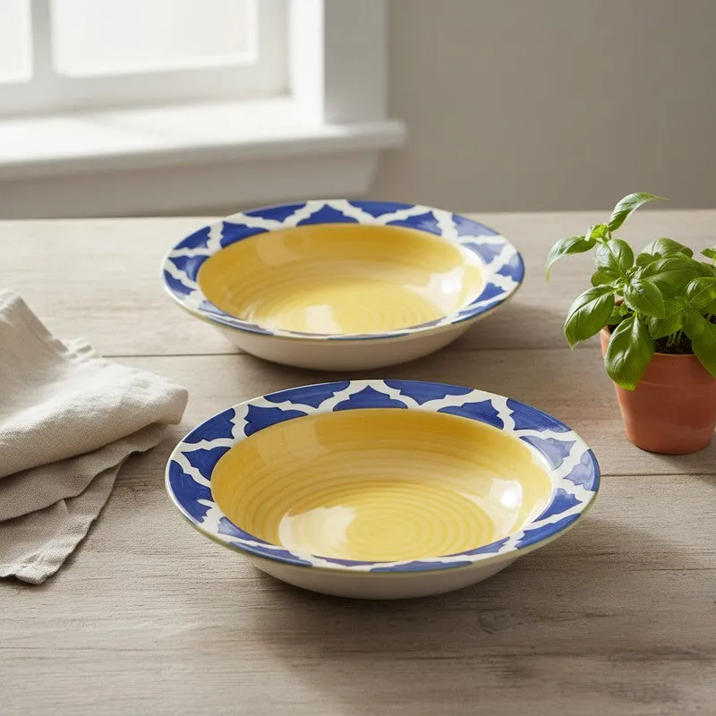 Radiant Handcrafted Ceramic Pasta Plate (Yellow) - Set Of Two media 1
