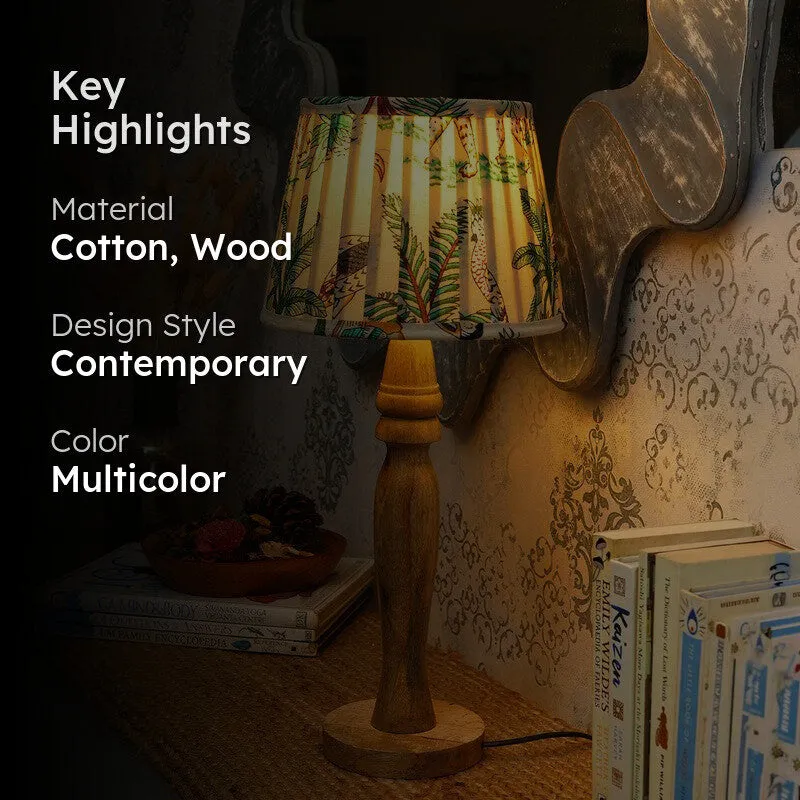 Palmera Wooden Base Cotton Table Lamp - Multicolor media 2