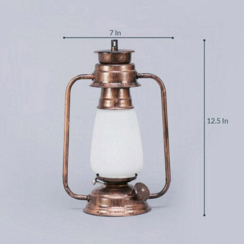 Grio Glam Lantern Glass Table Lamp - Copper,White media 4