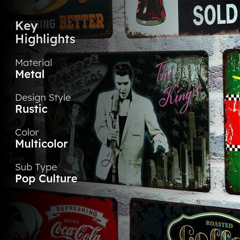 Welcome To Vegas Elvis Priesly Retro Metal Wall Accent media 2