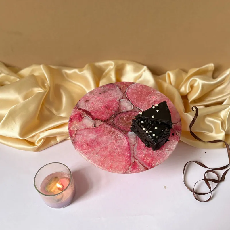Myrla Handcrafted Agate Cake Stand - Pink media 4