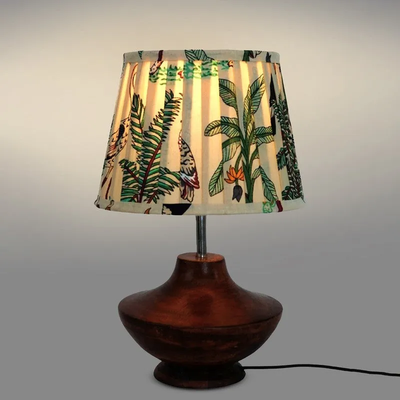 Leafora Wooden Base Cotton Table Lamp - Multicolor media 4