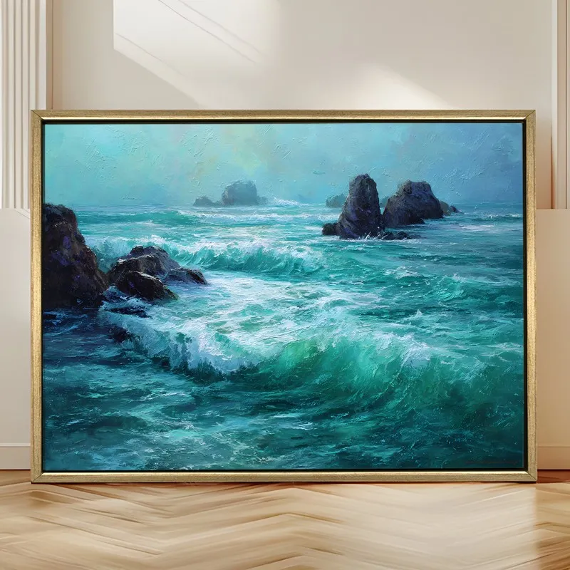 Seafoam Canvas Wall Painting With Frame media 4