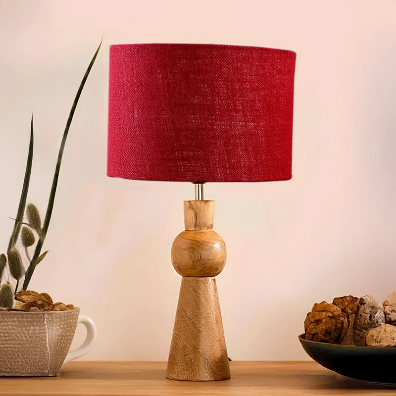 Angler Jute Wooden Table Lamp - Maroon,Brown media 2