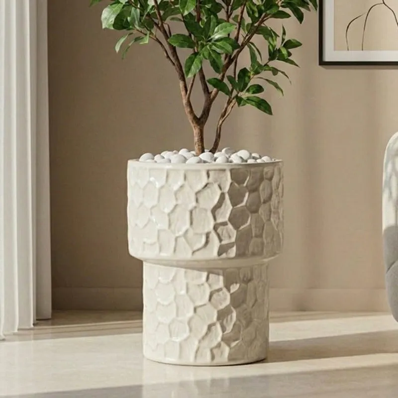 Peblora Floor Planter - White media 1