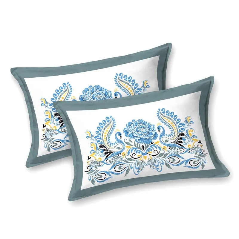 Ethnic Classic Cotton Bedsheet (Blue,White) - 120 TC media 3