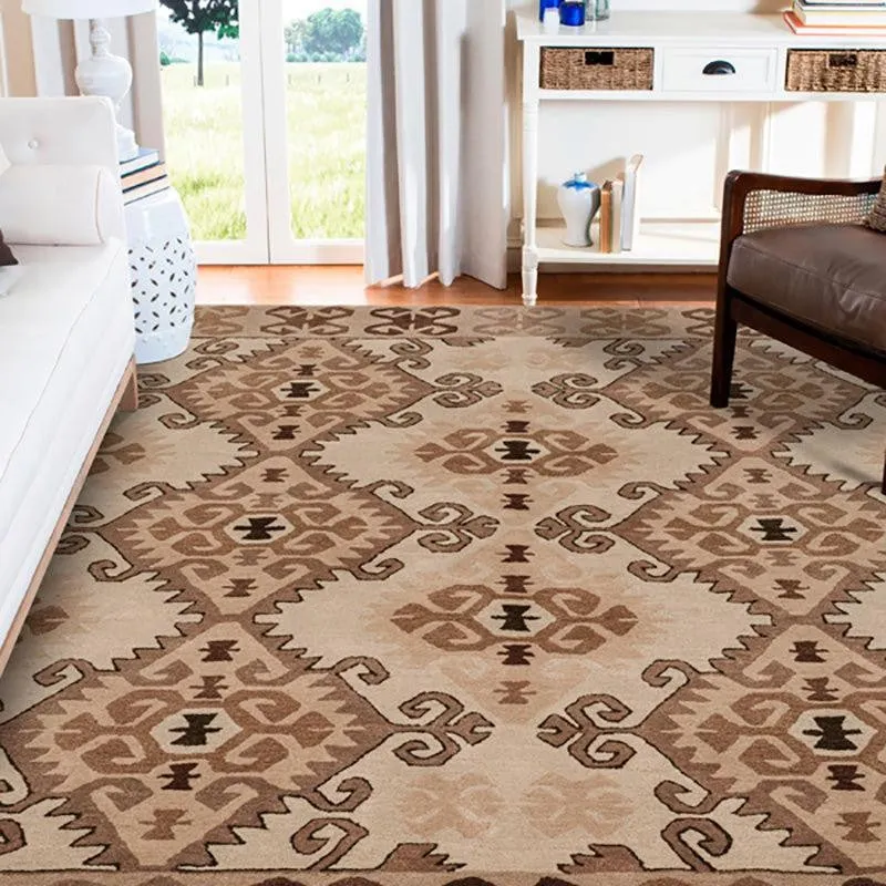 Fredegar Hand Tufted Ethnic Wool & Nylon Carpet - Brown media 3