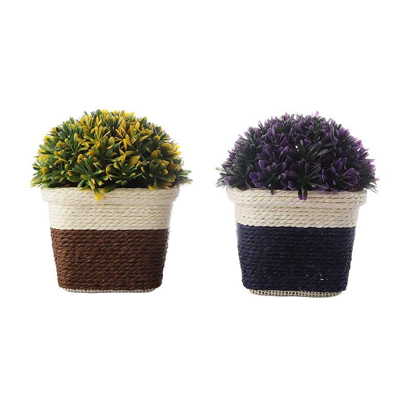 Faux Abelia Artificial Plant In Basket Pot (Blue & Brown) - Set Of Two media 3