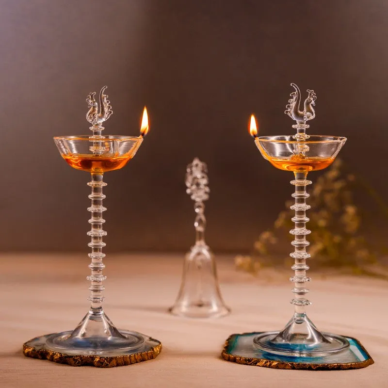 Shubhdeep Glass Diya - Set Of Two media 4