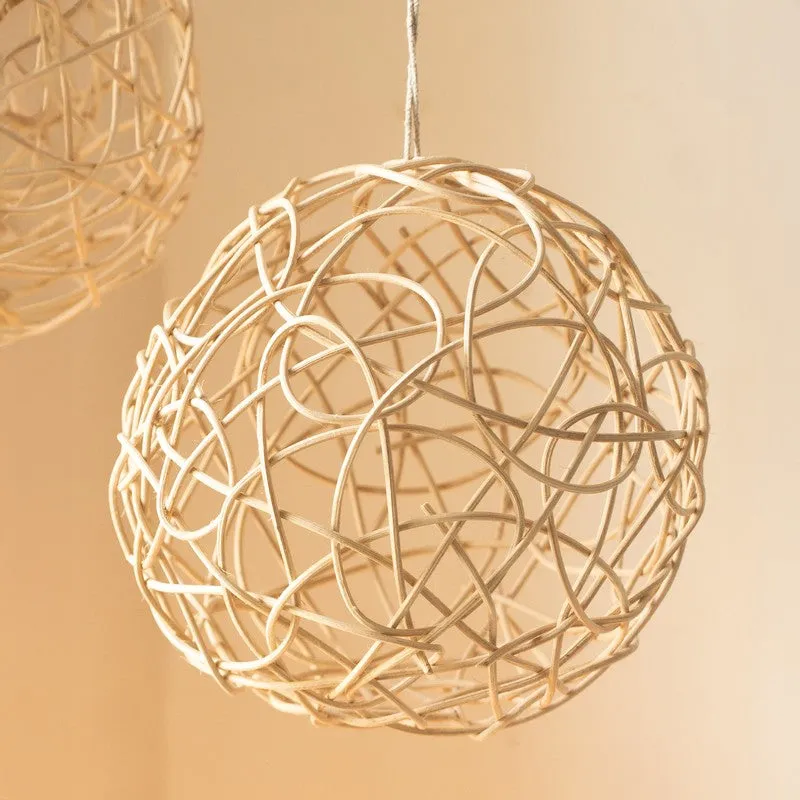Boho Breeze Spherical Macram Cane Ceiling Lamp media 4