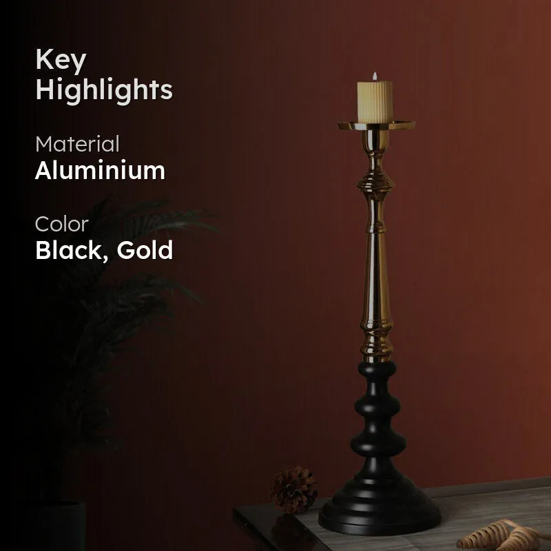 Cove Pillar Candle Holder (Black & Gold) - Large media 2