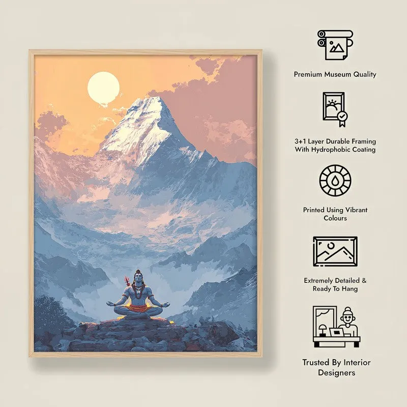 Mahadev Meditating Blissful IV Wall art - Natural Brown Frame media 8
