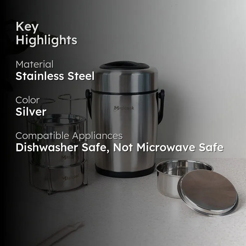 Cassa Insulated Lunch Box (Steel) 2500 ML - Two Piece Set media 2