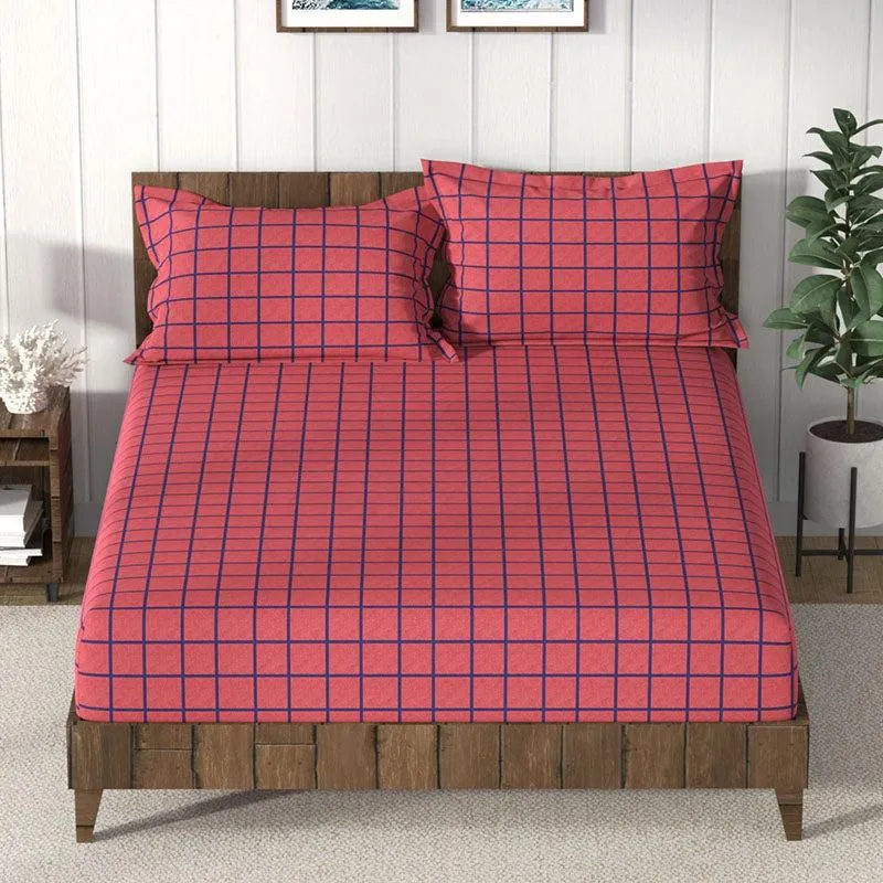 Nautica Mosaic Luxe Geometric Cotton Bedsheet (Terracotta Red) - 160 TC media 3