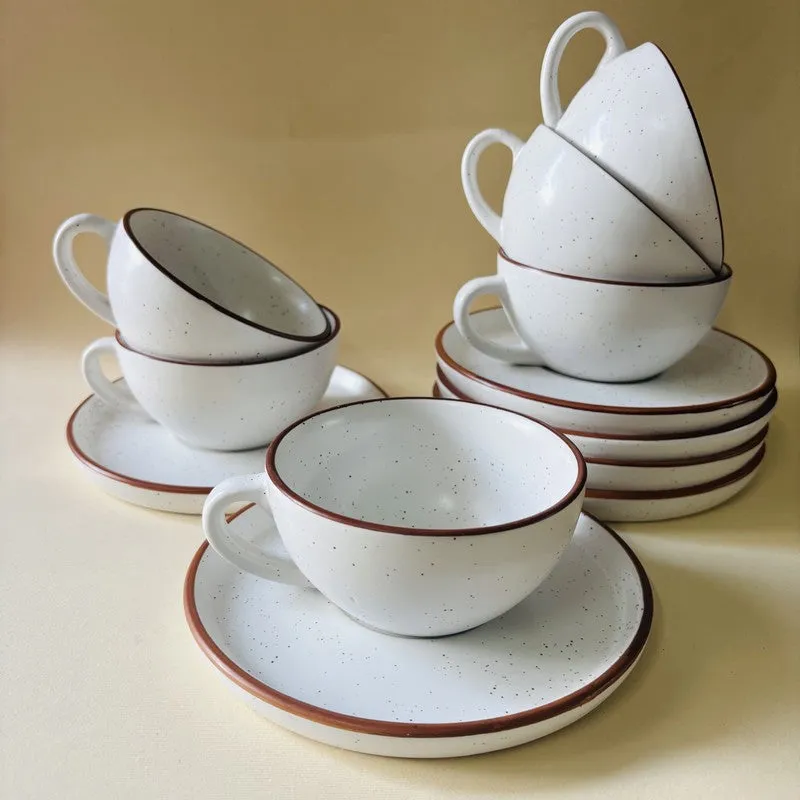 Ceramic Cup & Saucer (White/240 mL Each) - Set of Six media 4