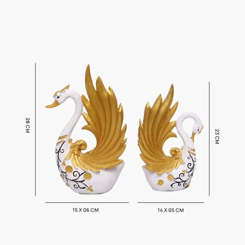 Celestial Swan Polyresin Showpiece - Set Of Two media 7