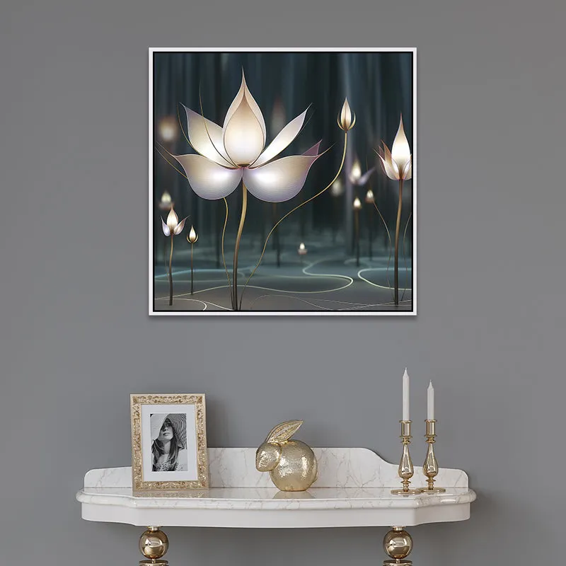 White Lotus Canvas Wall Art With Frame media 1