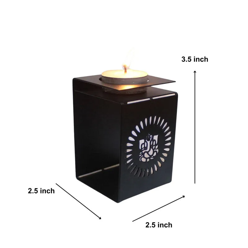 Ganesha Bless Black Tealight Candle Holder - Set Of Two media 4