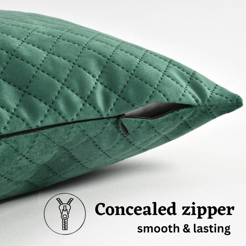 Orson Quilted Velvet Cushion Cover (Green) - Set Of Five media 3