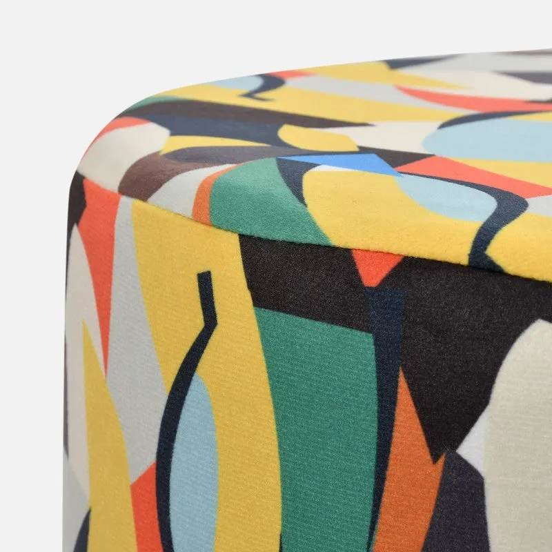 Colorway Abstract Velvet Ottoman - Multicolor media 4