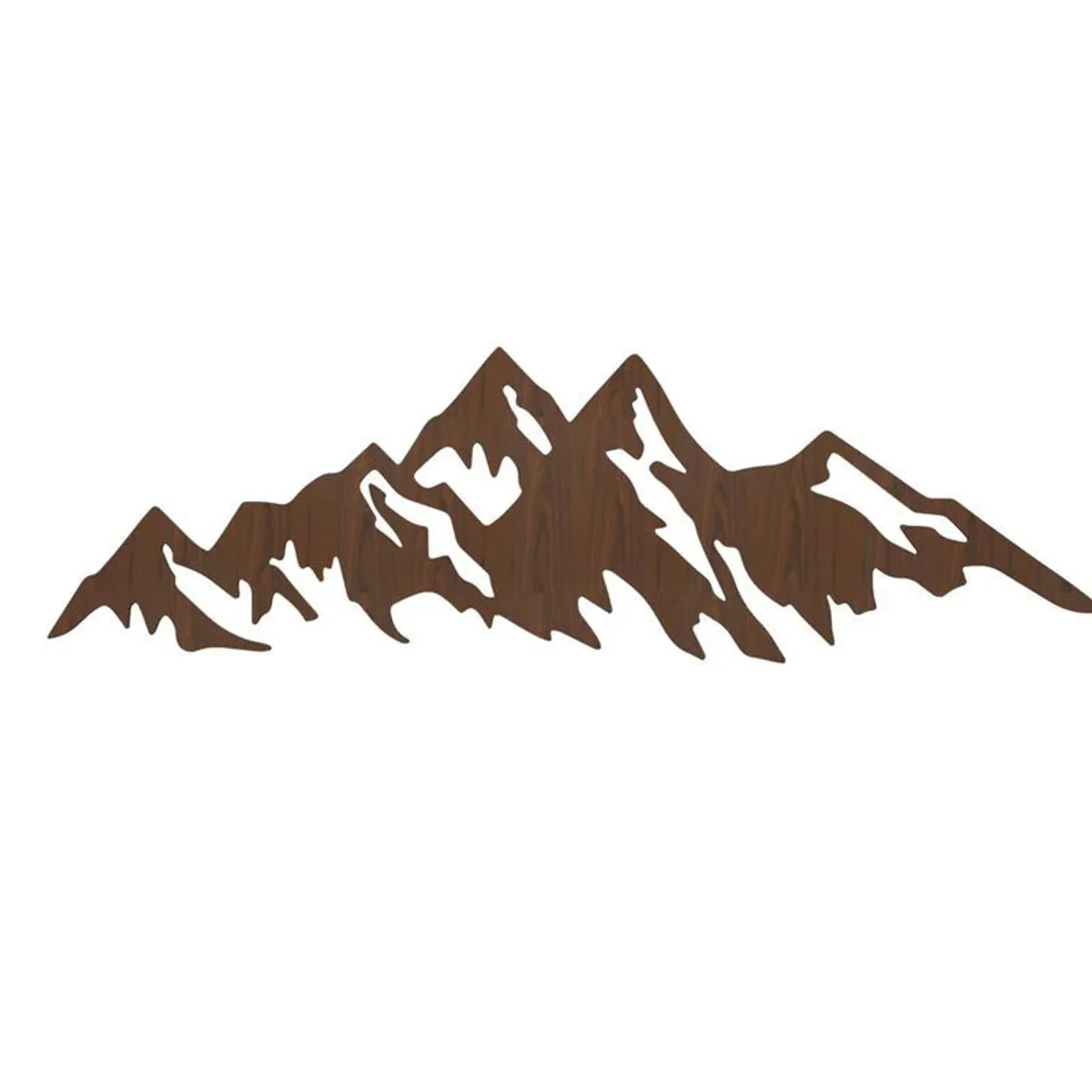 Brown mountain silhouette wall art shown without lighting on a white background