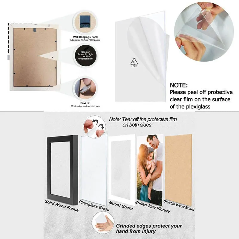 Memories Acrylic Wooden Photo Frames (Brown) - Set Of Seven media 7