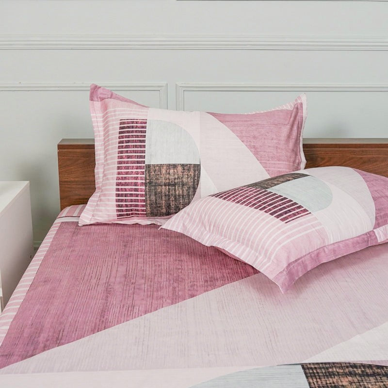 Idris Abstract Cotton Bedsheet (Pink) - 200 TC media 4
