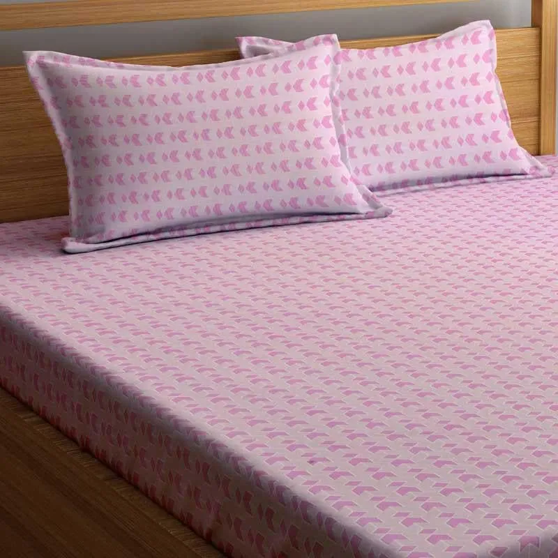 Miniature Mosaic - Pink Microfiber Bedsheet - 300 GSM media 5